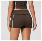 Quick Dry Contrast Color Yoga Shorts 2026 Tights Hip Lifting Workout Fitness Leggings High Waist Folded Running Athletic Shorts