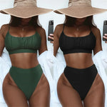 Bikini 2026 Sexy Solid High Waist Pleated Swimwear Swimsuit Women Bikinis Set Bathing Suit Beach Bikini Female Push Up Banadores