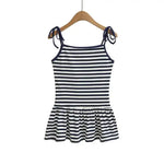 Sweet Double-shoulder Strap Striped Color-block Camisole For Women Unique Design Patchwork Pure Desire Dress Elegant Casual WIKO