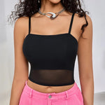 1pcs Mesh Corset Crop Top Women's Patchwork Tube Top Sexy Sleeveless Off Shoulder Cami Summer Streetwear Slim Camisole Tank Tops