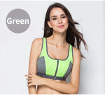 Sports Bra Women Front Zipper Double Inner Cup Push Up Patchwork Tops Female Yoga Fitness Shockproof Vest Sport Bras for Women
