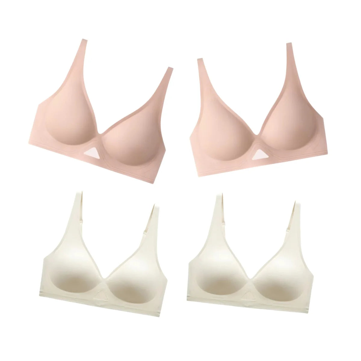 4Pcs/Set Seamless Bras For Women Non-wire Bra Push Up Deep V Underwear Female Invisible Padded Brasiere Sexy Lingerie