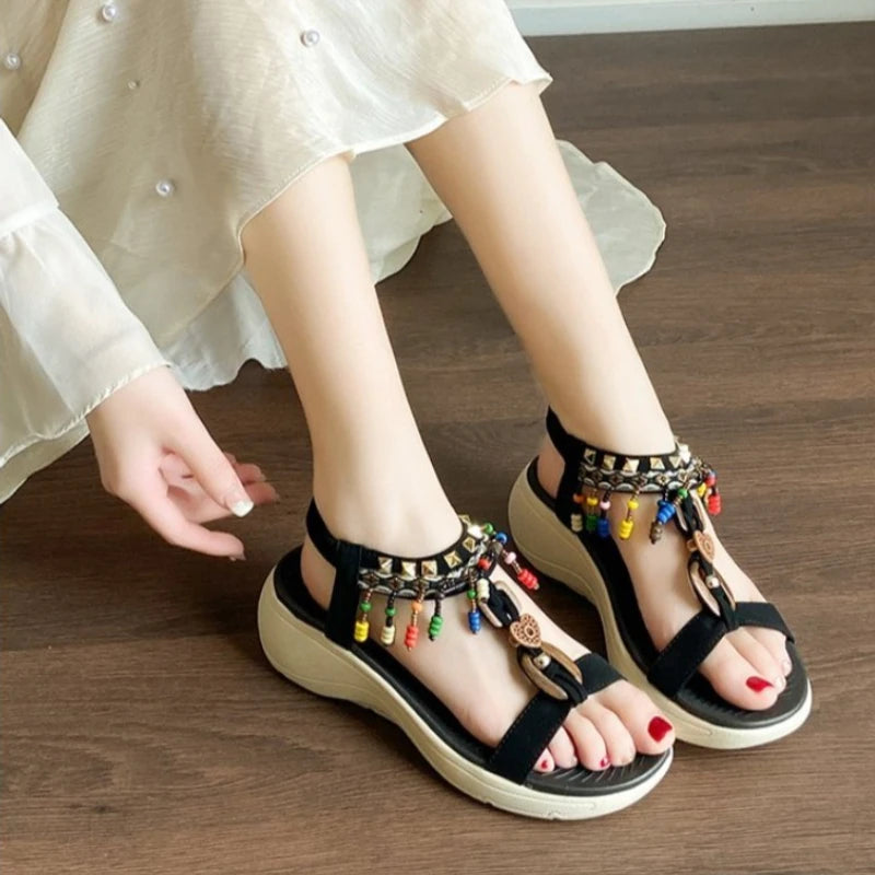 Women's SandalsSummer Soft Bottom Anti Slip Sweet Tourism Vacation Beach Flat Shoes Women's Sandals