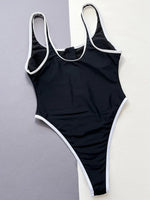 2026 Sexy High Cut Zipper Splicing Women Swimwear One Piece Swimsuit Female Monokini Black Contrast Bathing Suit Swim Beach Wear
