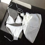 Three Piece Bikinis Sets 2026 String Halter Swimwear with Cover Up Sexy Swimsuit Women Beachwear Bathing Suit Black Mini Bikini