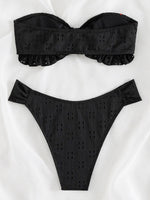 Ruffled Frill Knotted Bandeau Bikini Women Swimwear Female Swimsuit Two-pieces Bikini Set Strapless Bathing Suit Swim Beach Wear