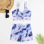 High Waist Bikini Swimsuit Women 2024 Floral Print Swim Suits Drawstring Front Shorts Boxers Swimwear Trunks Pool Bathing Suit