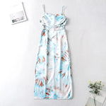 Foridol Waist Cut Out Criss Cross Sexy Summer Tie-dyed Midi Dress Ladies Elegant Beach Boho Slip Long Dress Sleeveless Sundress