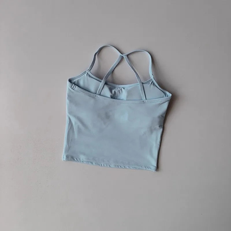 Women's Slim Fit Nude Sports Bra Yoga Fitness Vest Skin Friendly Pilates Top Beautiful Back Design Suspension Yoga Fitness Top