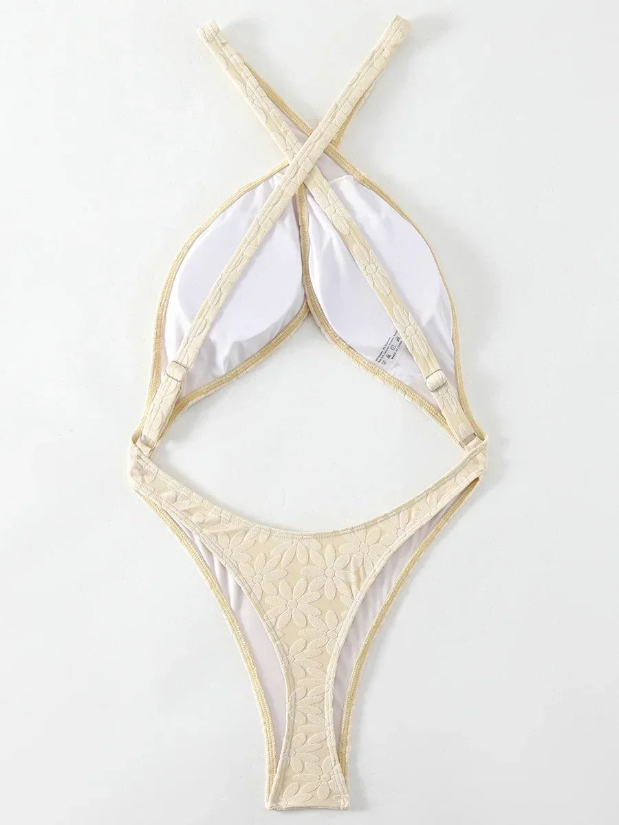 Tummy Cut Out Extreme Micro Thong Female Swimwear One Piece Swimsuit Women Cross Backless Monokini High Cut Bathing Suit Swim
