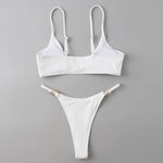 11 Colors Sexy Ribbed High Cut Bikini Women Swimwear Female Swimsuit Two-piece Bikini Padded set Bather Bathing Suit Swim V7111B