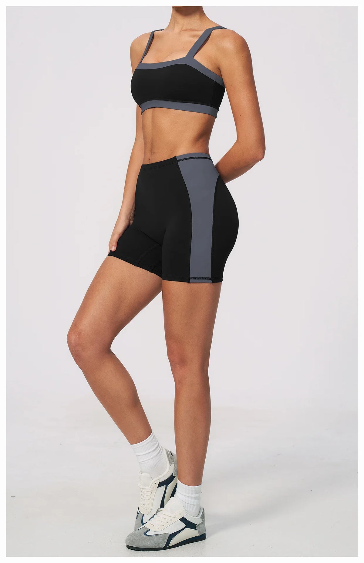 Summer Color Blocking Yoga Suit Women Shockproof Slim Sports Bra High Waist Hip Lift Shorts Gym Running Fitness Sets Tracksuit