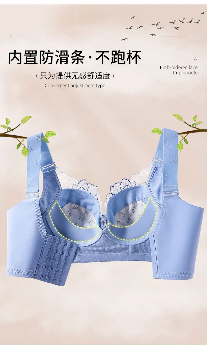 Women's Push up Bras Adjustable New Wireless Bras Women Flower embroidery Bra Underwear Large Size 36-52 CDE Cup Underwear Women