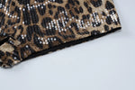 Sexy Chic Leopard Printed Super-short Night Club Shorts Women Fashion Skinny Sequins Short Pants Evening Party Outfit Streetwear