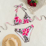 2025 New Women's Black Ground White Dot Printed Swimsuit Halter Neck Low Waist Bikini Set For Summer Female Swimwear Brazilian