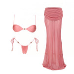 3Pcs Diamond Swimsuit With Pants Sexy Women Swimwear Micro Bikini Female Push Up Swim Suit Bandeau Biquini Beachwear Bathingsuit