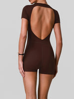 Butt Lifting One Piece Body Shaping Yoga Jumpsuit Women Short Sleeve Hollow Out Backless Bodycon Shorts Sports Suit Workout Wear