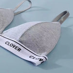 Women Cotton Bra Non-wire Bralette with Pad Wireless Letter Print Bras for Women Sexy Deep V Triangle Cup Underwear