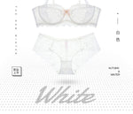 MOYISU Summer Lingerie Set Sheer French Lace Minimiser Bra Briefs Ultra Thin Sexy Women's Underwear Big Bust Sexy Tushy & Panty