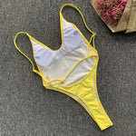 2026 Fluorescent Green One Piece Swimsuit for Women,solid Color,thong Backless Bikini,U-neck Suspender Swimwear,Adjustable Strap