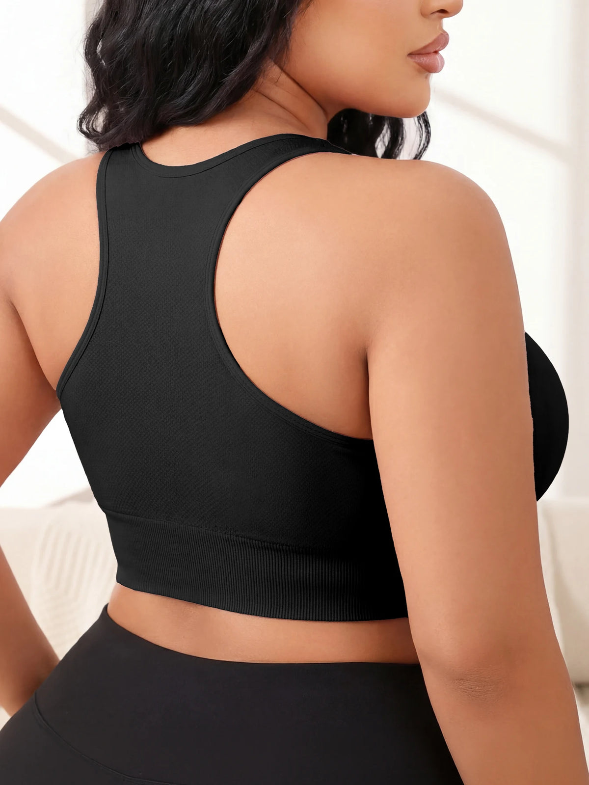 Size Wirefree Sports Yoga Bra, Solid Color High Elastic Breathable Bra with Removable Cups, All Season Casual Wear