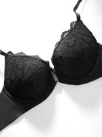 Knit Sexy Women's Thin Cup Lace Bras Lace Splicing Underwire Bra Push-Up Breathable Women's underwear