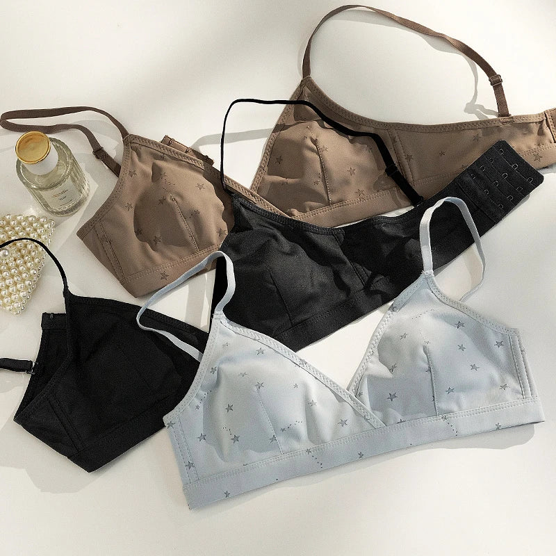 French Triangle Bra Small Bust Rabbit Ear Cup Anti-Protrusion Wirefree Comfort Summer Thin Lace Push Up Gathering Bralette S-XL
