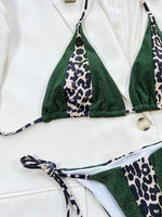 Zebra Print Halter micro Bikini 2025 women Bandeau String Swimsuit Female swimwear Neon Shiny bikini set Leopard Bathing Suit