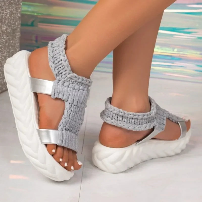 2026Women Platform Sandals Summer Gladiator Sandals Shoes Thick Heels Ladies White Sandalias Casual