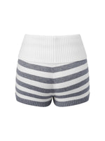 Women Spring Summer Striped Knit Shorts Slim Fold Over Low Rise Mini Shorts for Daily Office Party Club