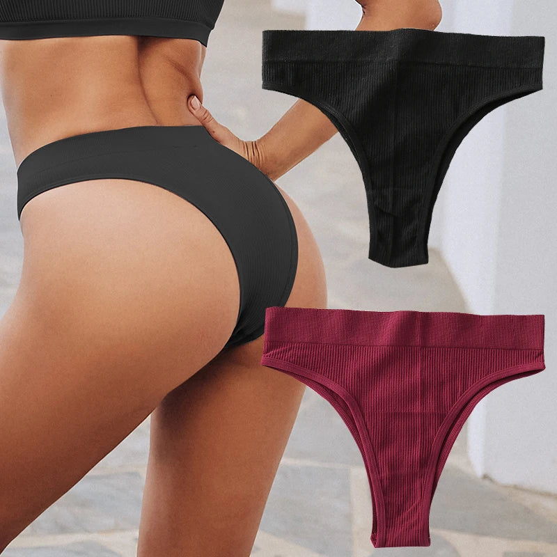 2PCS/Set Seamless Panties Women Sexy Low Waist Brazilian Pant Female Solid Color Breathable Underwear Lady Soft Intimat Lingerie