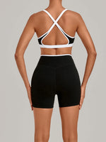 Summer Yoga Set 2Pcs Women's Tracksuit Back Cross Sports Bra Sportswear High Waist Butt-Lifting Fitness Pants Workout Top Suit
