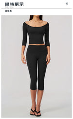 Fashion Mid Sleeve T-shirt Yoga Suits Tight Fitting Slim Sports Tops High Waist Peach Hip Mid Pants Gym Running Fitness Outfits