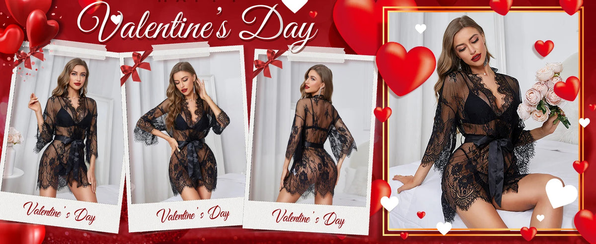 Romantic Lace Robe Set Women Sheer Floral Babydoll Lingerie Nightwear Belt Elegant Bridal Boudoir Sleepwear Mesh Nightgown