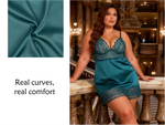 Green Lace Floral Babydoll Lingerie for Women Sexy Push Up Chemise Sleepwear with Back Hook and Eye Closure