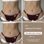 3PCS Women's Panties Cotton Thongs Adjustable Waist Sexy G-String Solid Color Seamless Intimate Female Underpants Lingerie S-XL