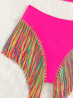Fringe Tassel One Shoulder High Waist Bikini Women Swimwear Female Swimsuit Two-pieces Bikini Set Hollow Out Bathing Suit Swim