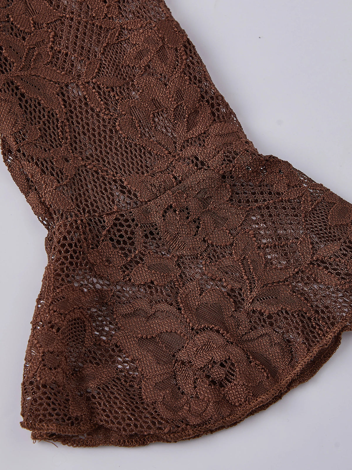 Women Casual Lightweight Floral Lace Ruffles Cover-ups Long Duster Summer Solid Color Tie Front Cardigan