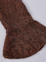 Women Casual Lightweight Floral Lace Ruffles Cover-ups Long Duster Summer Solid Color Tie Front Cardigan