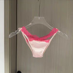 New Cotton Crotch Low Waist Lace Panties Briefs Satin Silk Underwear for Women Cross Belt Bow Lace Briefs Female Lingerie