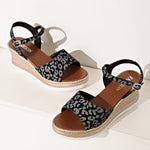 2025 Summer Leopard Print Wedges Sandals Women Plus Size Ankle Buckle Platform Sandles Woman Lightweight Chunky Heel Sandalias