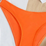 3Pcs/Set Summer Women Bikini Set Solid Color Halter Bra Low-rise Briefs Lace-up See-through Tropical Print Bathing Suit