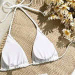 Beige Mesh Cover Ups Swimwear Halter String Triangle Bikinis Sets 3 Pieces Micro Thong Sexy Swimsuit Women 2026 Bathing Suit