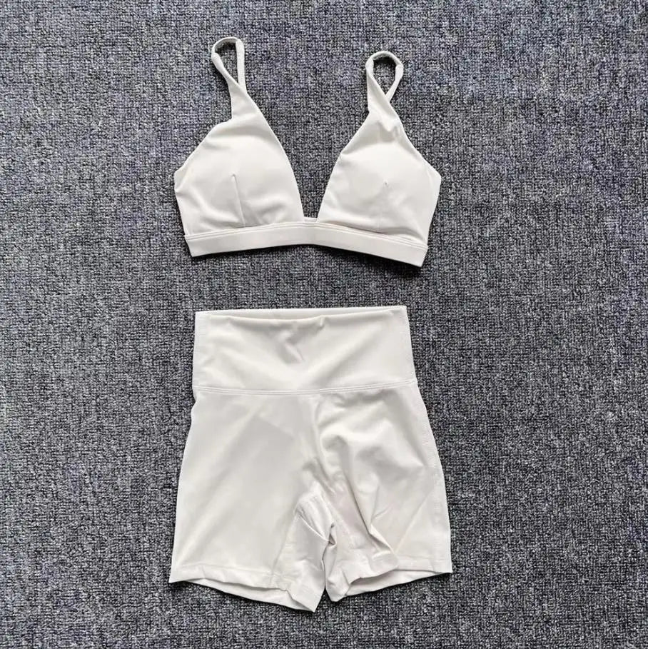 1/2PCS Women's Contour Crop Sport Bra Yoga Sets High Waist Scrunch Fitness Push-Up Gym Workout Shorts Running Active Suits XP187