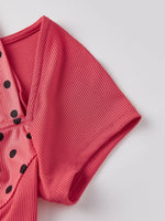 2026 Summer Women T-shirt Dot Print Short Sleeve Square Neck Halter Corset Tops Daily Casual Going Out Shirts Streetwear
