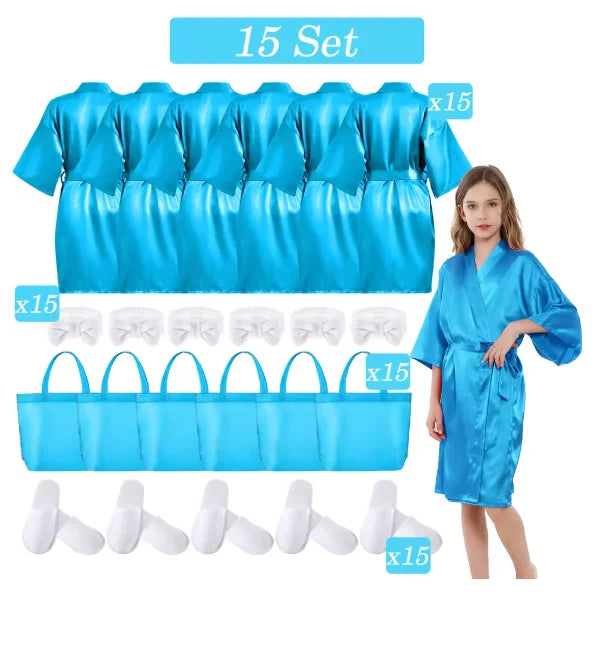 6-15 Set Muti Colors Spa Party Robe for Girls Kids Birthday Party Supplies Favors Spa Day Robes Gowns Sleepover Pyjama Party