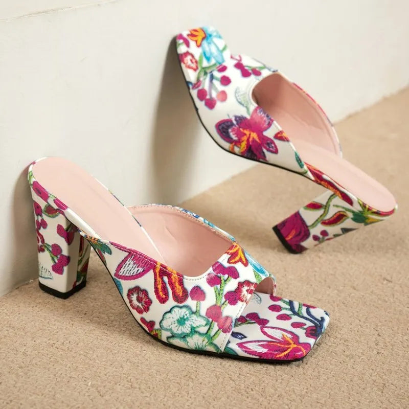 Women Slippers Chunky Fashion Sandals New Shoes Slingback Flip Pumps Femme Slides