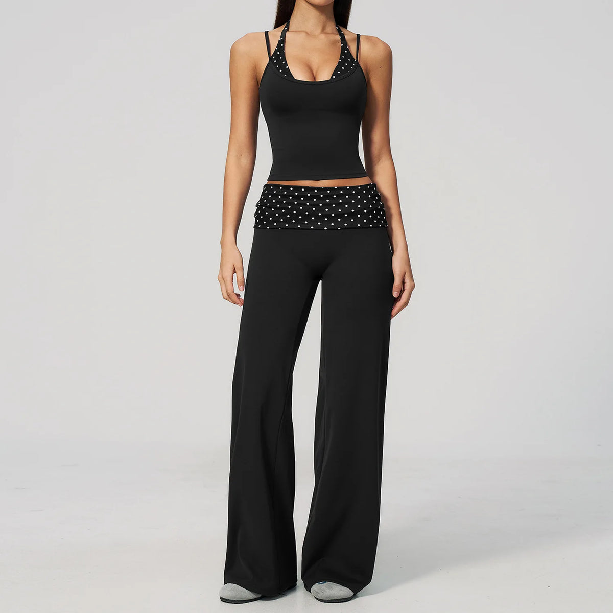 2PCS Yoga Set Women Tracksuit Polka Dot Athletic Wear Striped Workout Set Push Up Gym Outfits High Waist Butt Lift Yoga Clothes