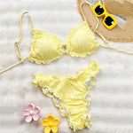 Light Blue Ruffled Edge Swimwear Sexy String Bikinis Sets Swimsuit Woman 2026 Ring Bathing Suit Holiday Brazilian Bikini Mujer