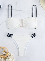 DEKA U Neck Wrinkled Crinkled Bikini Women Swimwear Female Swimsuit Two-pieces Bikini set High Cut Bather Bathing Suit Swim